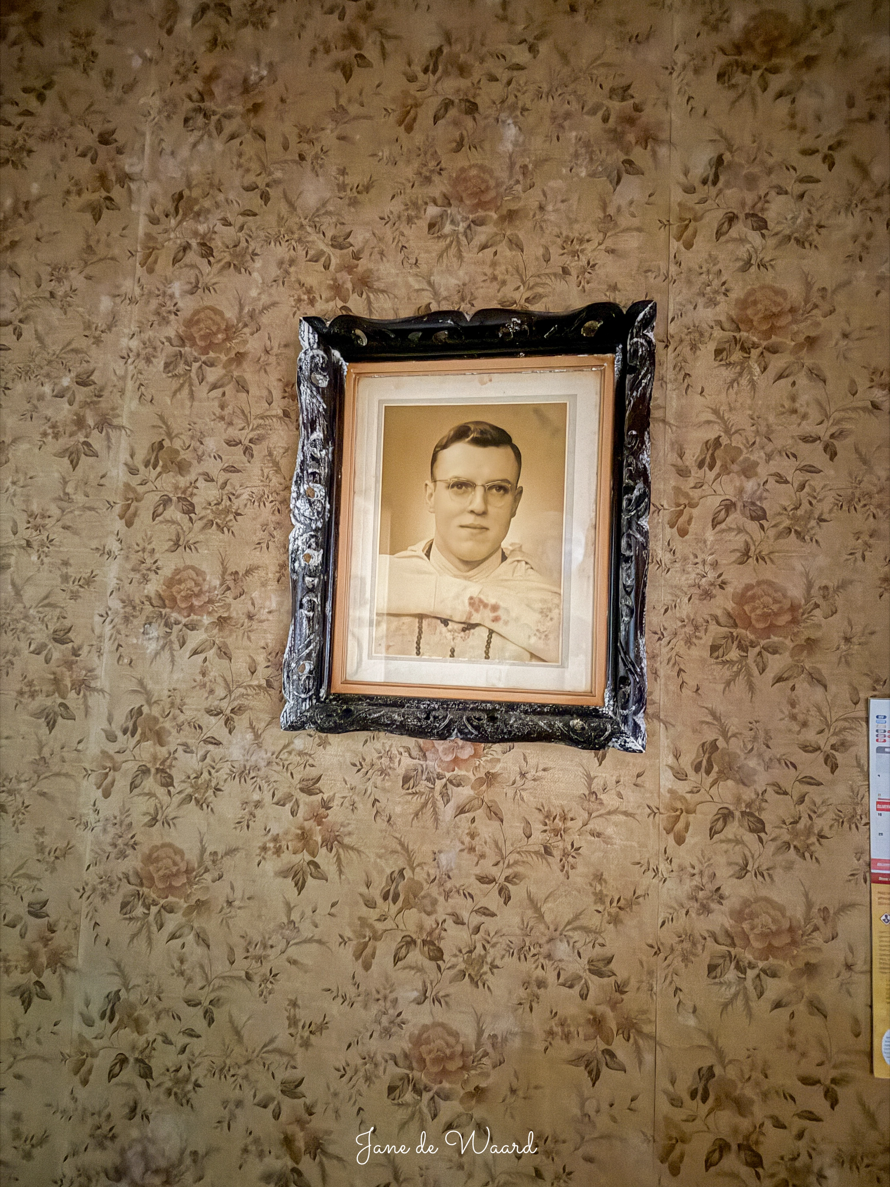 Detail van de ornamenten en het stucwerk aan het plafond van Villa Madame